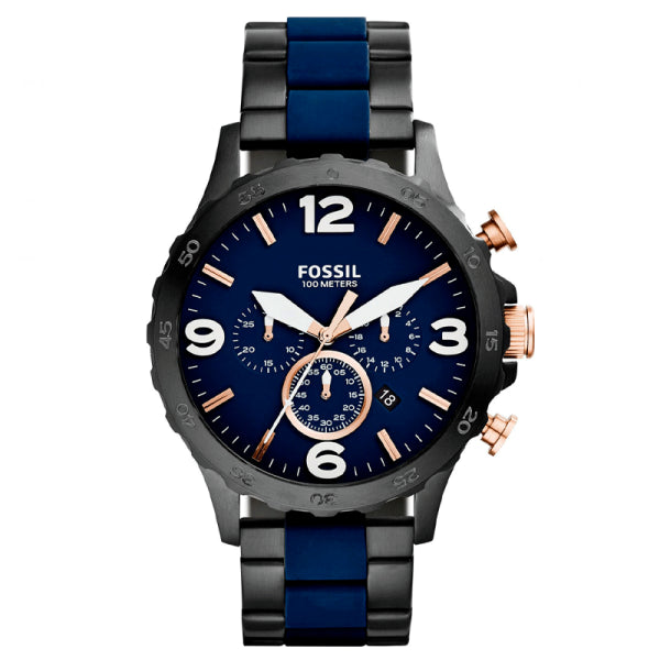 Fossil Men’s Quartz Two-tone Stainless Steel Blue Dial 50mm Watch JR1494
