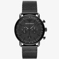 EMPORIO ARMANI Aviator Black Mesh Bracelet Black Dial Chronograph Quartz Watch for Gents - AR11264