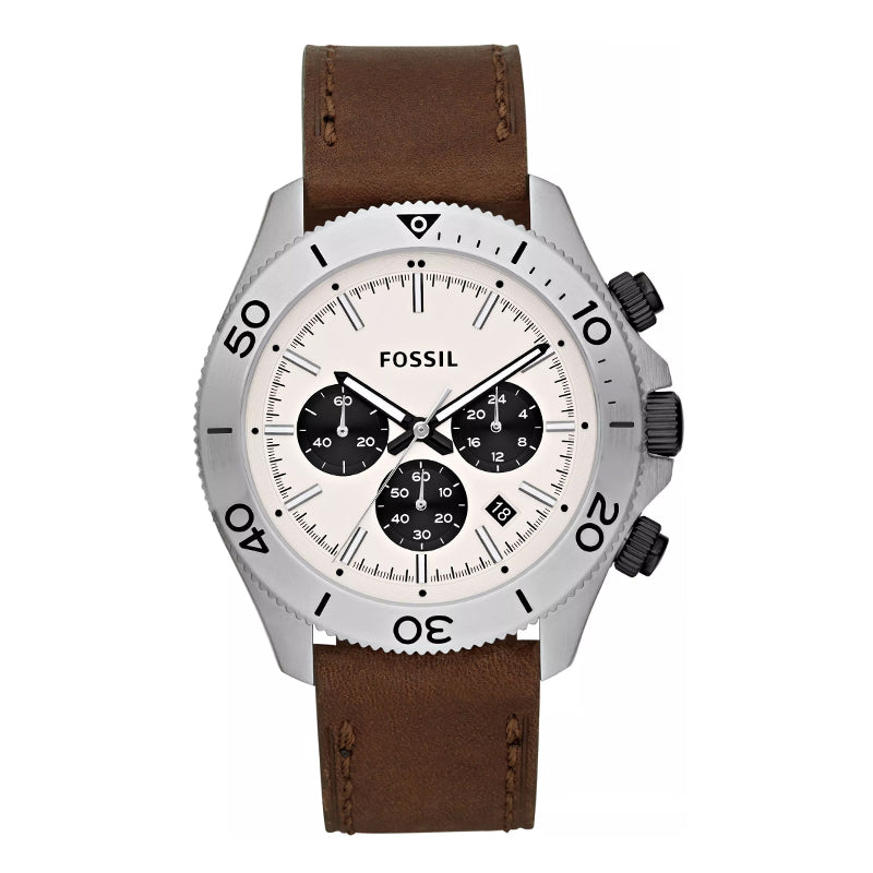 Fossil Men’s Chronograph Quartz Brown Leather Strap 45mm Watch CH2886