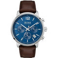 Hugo Boss Men’s Quartz Brown Leather Strap Blue Dial 42mm Watch 1513606