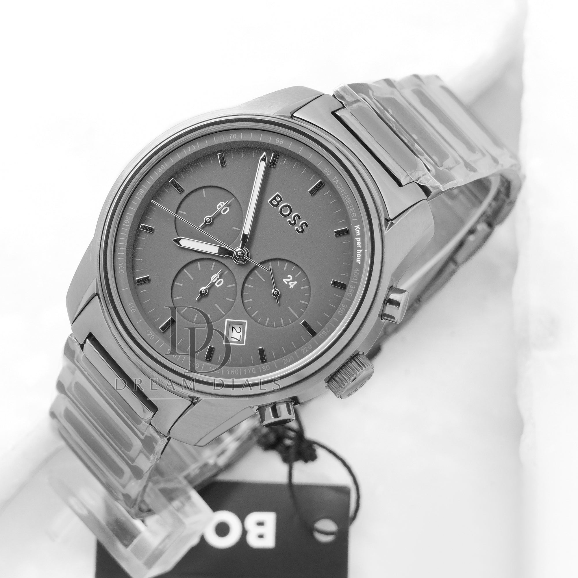 HUGO BOSS Trace Grey Stainless Steel Grey Dial Chronograph Quartz Watch for Gents - 1514005

