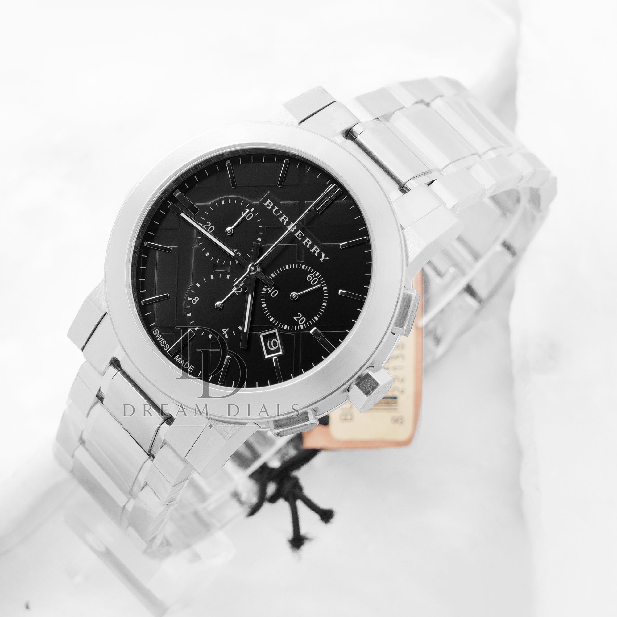Burberry Silver Stainless Steel Black Dial Chronograph Quartz Watch for Gents - BU9351
