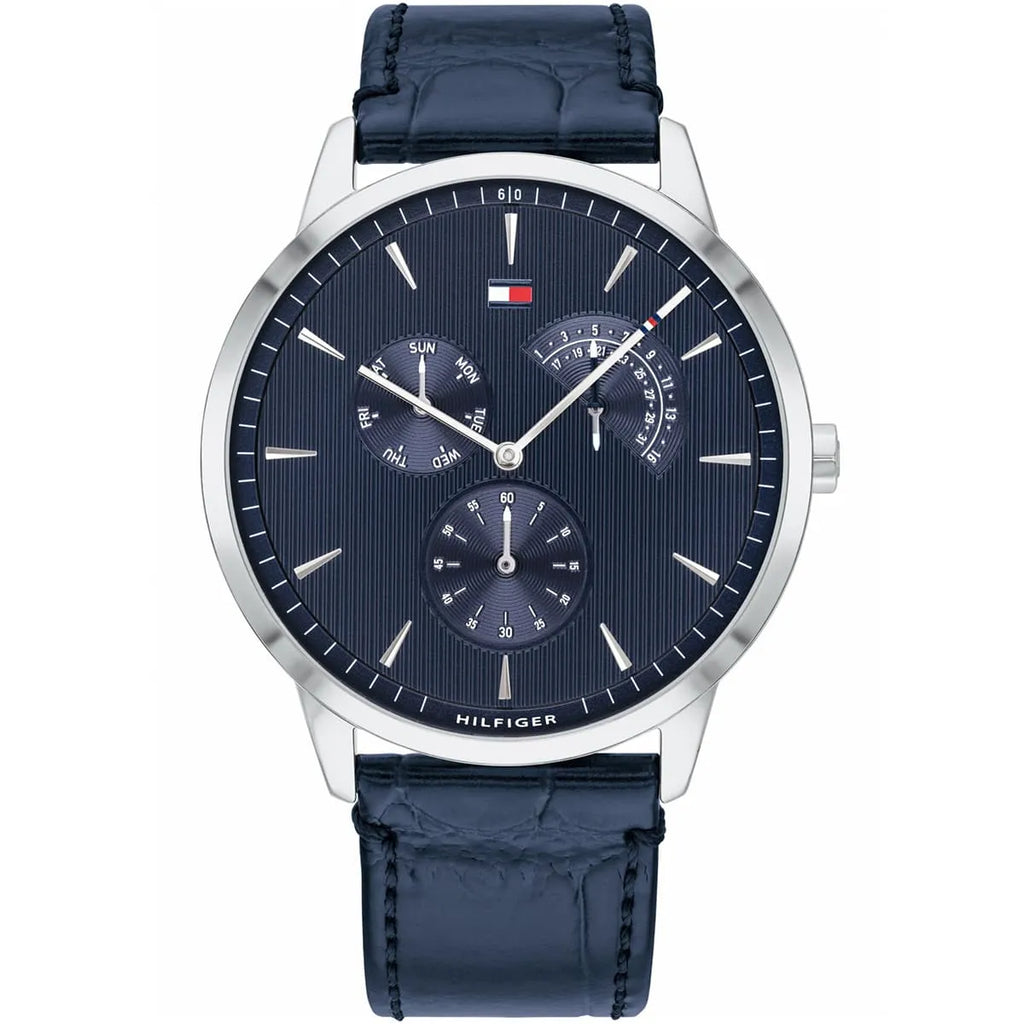Tommy Hilfiger Watch For Blue Dial Blue Leather Strap Watch For Men 1710387