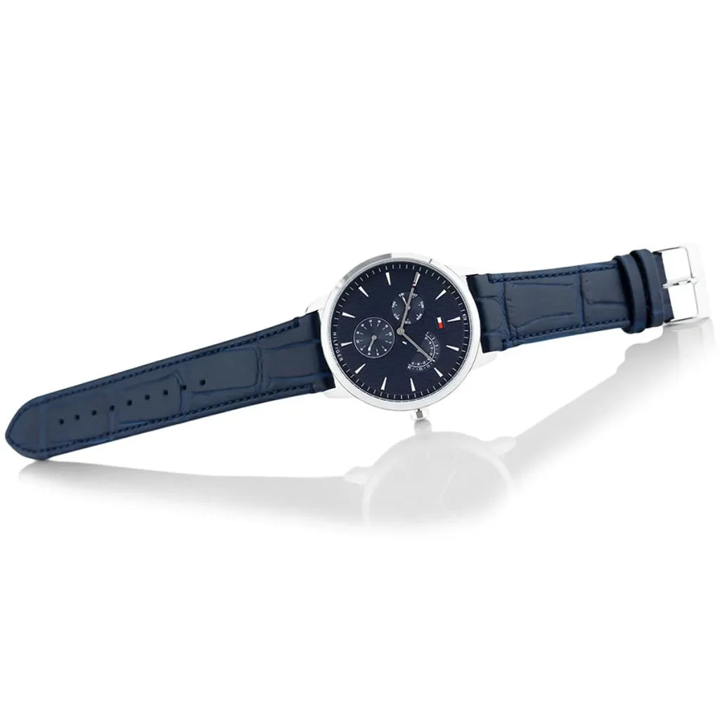 Tommy Hilfiger Watch For Blue Dial Blue Leather Strap Watch For Men 1710387