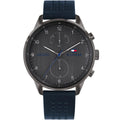 Tommy Hilfiger Chase Grey Dial Blue Leather Strap Watch for Men  1791578