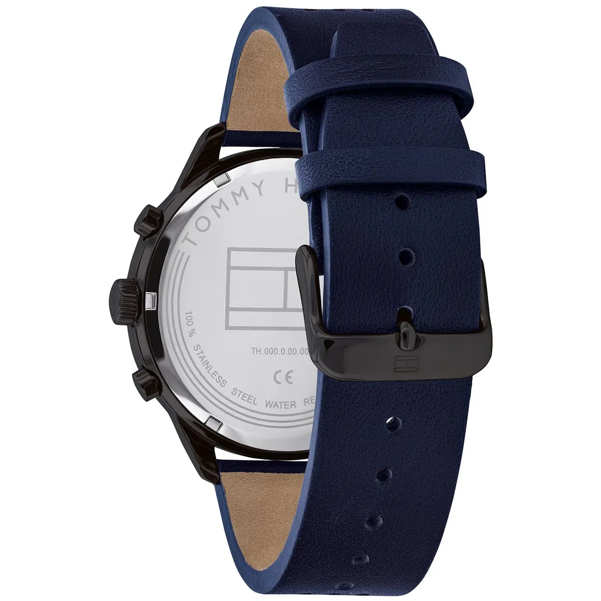 Tommy Hilfiger Chase Grey Dial Blue Leather Strap Watch for Men  1791578