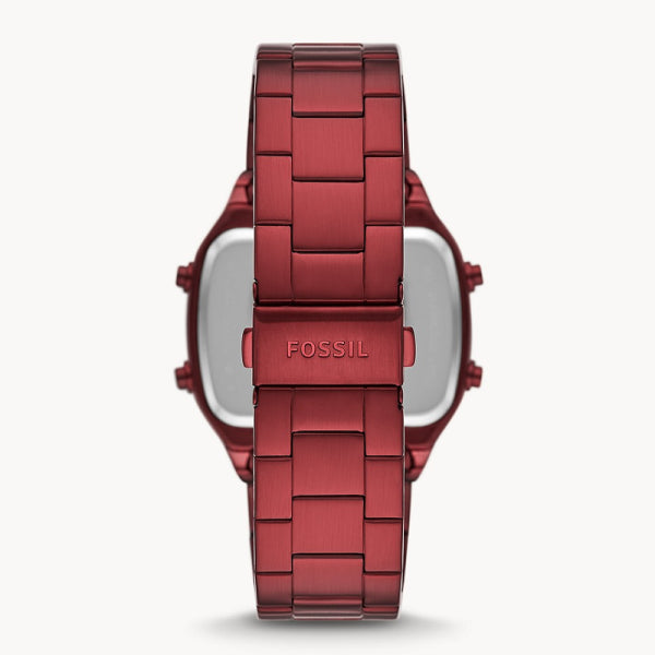 Fossil Men’s Digital Red Stainless Steel Negative Display Dial 40mm Watch FS5897