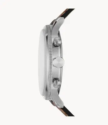 Fossil Men’s Quartz Brown Leather Strap Silver Dial 44mm Watch FS5809