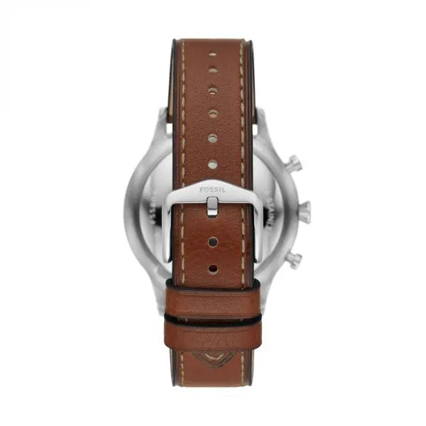 Fossil Men’s Quartz Brown Leather Strap Silver Dial 44mm Watch FS5809