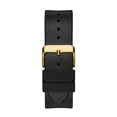 Guess Men’s Quartz Black Silicone &amp; Leather Strap Black Dial 43mm Watch GW0202G1