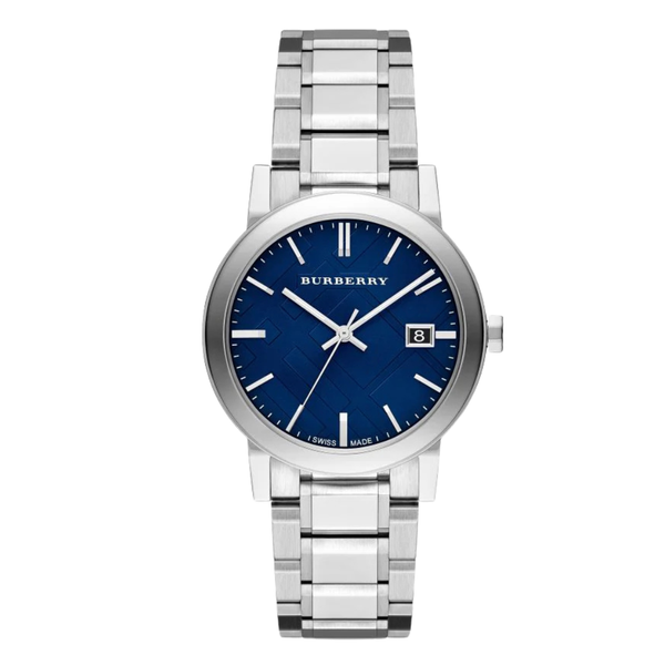 Burberry  Silver Stainless Steel Blue Dial Quartz Watch for Gents - BU9031