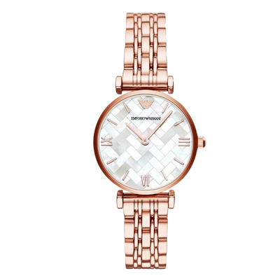EMPORIO ARMANI Mother of pearl Dial Rose Gold Stainless Steel Watch For Ladies - AR11110