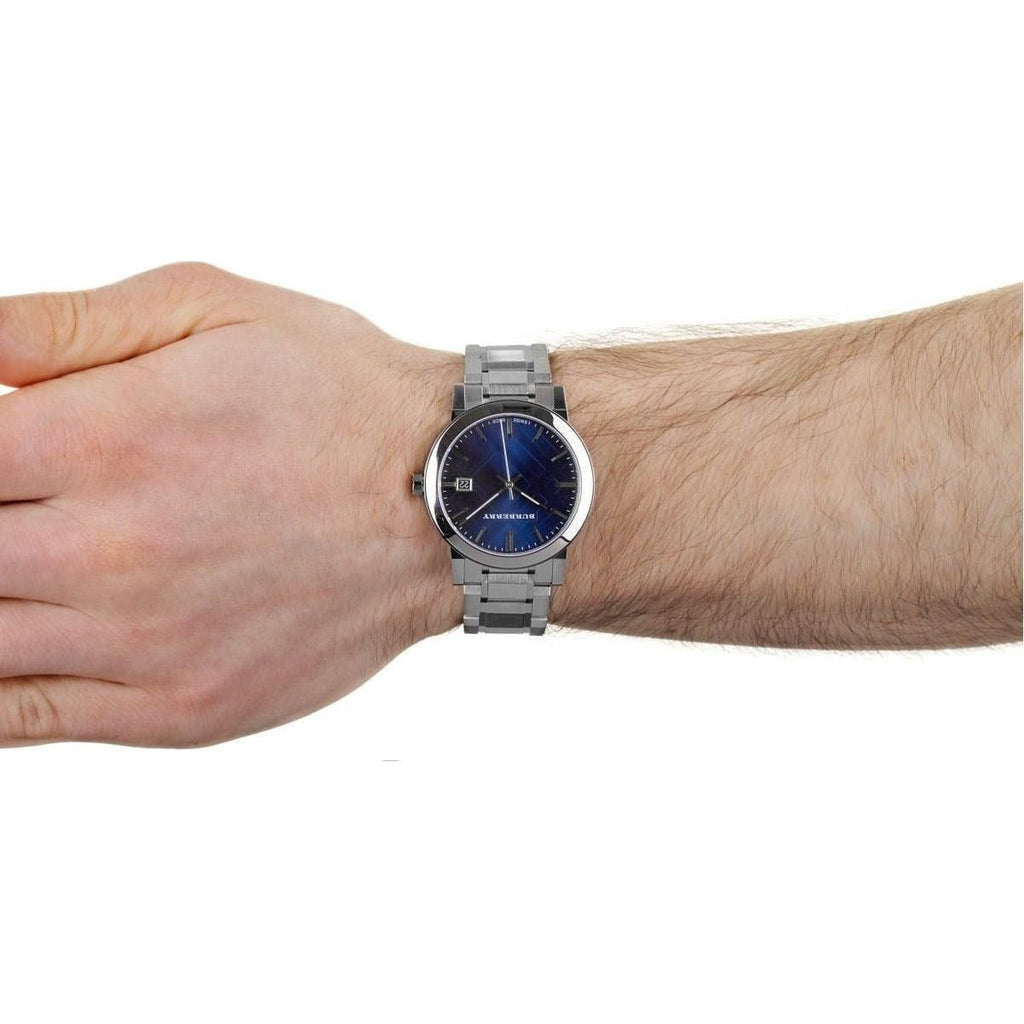 Burberry  Silver Stainless Steel Blue Dial Quartz Watch for Gents - BU9031