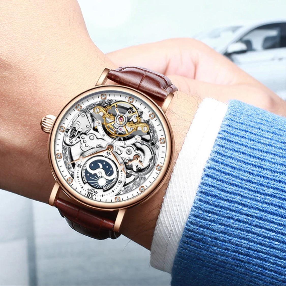 Moonphase Automatic Mechanical Skeleton Dial