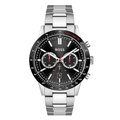 HUGO BOSS Allure Silver Stainless Steel Black Dial Chronograph Quartz Watch for Gents - 1513922