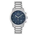 HUGO BOSS Trace Silver Stainless Steel Blue Dial Chronograph Quartz Watch for Gents - 1514007