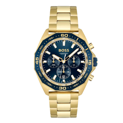 HUGO BOSS Energy Gold Stainless Steel Blue Dial Chronograph Quartz Watch for Gents - 1513973