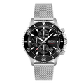 HUGO BOSS Admiral Silver Mesh Bracelet Black Dial Chronograph Quartz Watch for Gents - 1513904