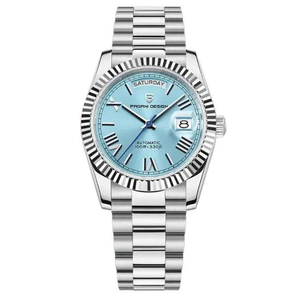 Pagani Design Silver Stainless Steel Aqua Blue Dial Automatic Watch For Men Pd1752