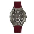 Guess Red Silicone Strap Grey Dial Chronograph Quartz Watch for Gents - GW0571G4