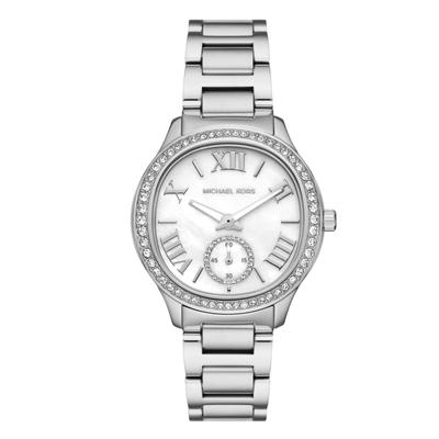 Michael Kors Sage Silver Stainless Steel Mother Of Pearl Dial Quartz Watch for Ladies - MK4807
