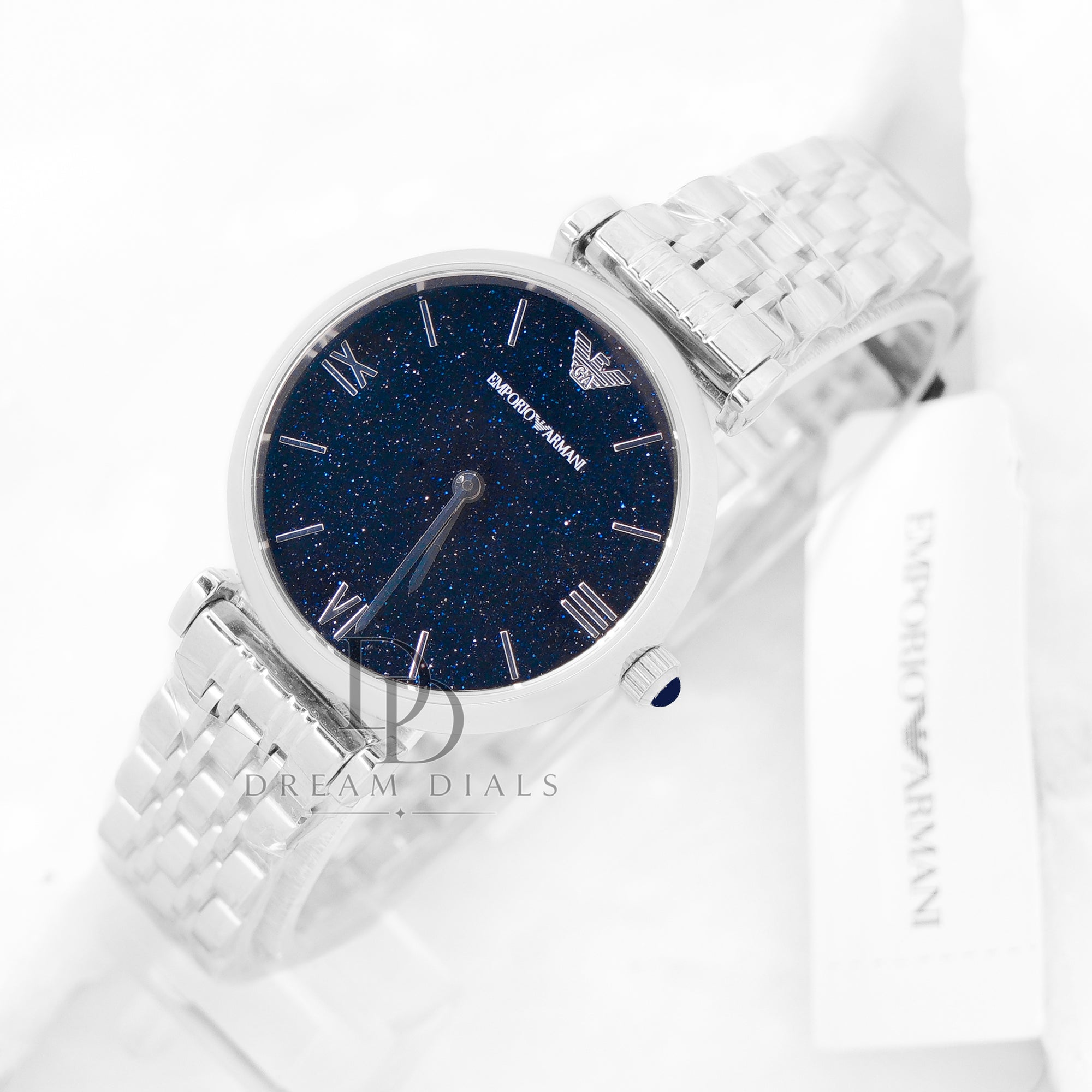 Emporio Armani Women's Quartz Stainless Steel Silver with Blue Dial AR11091