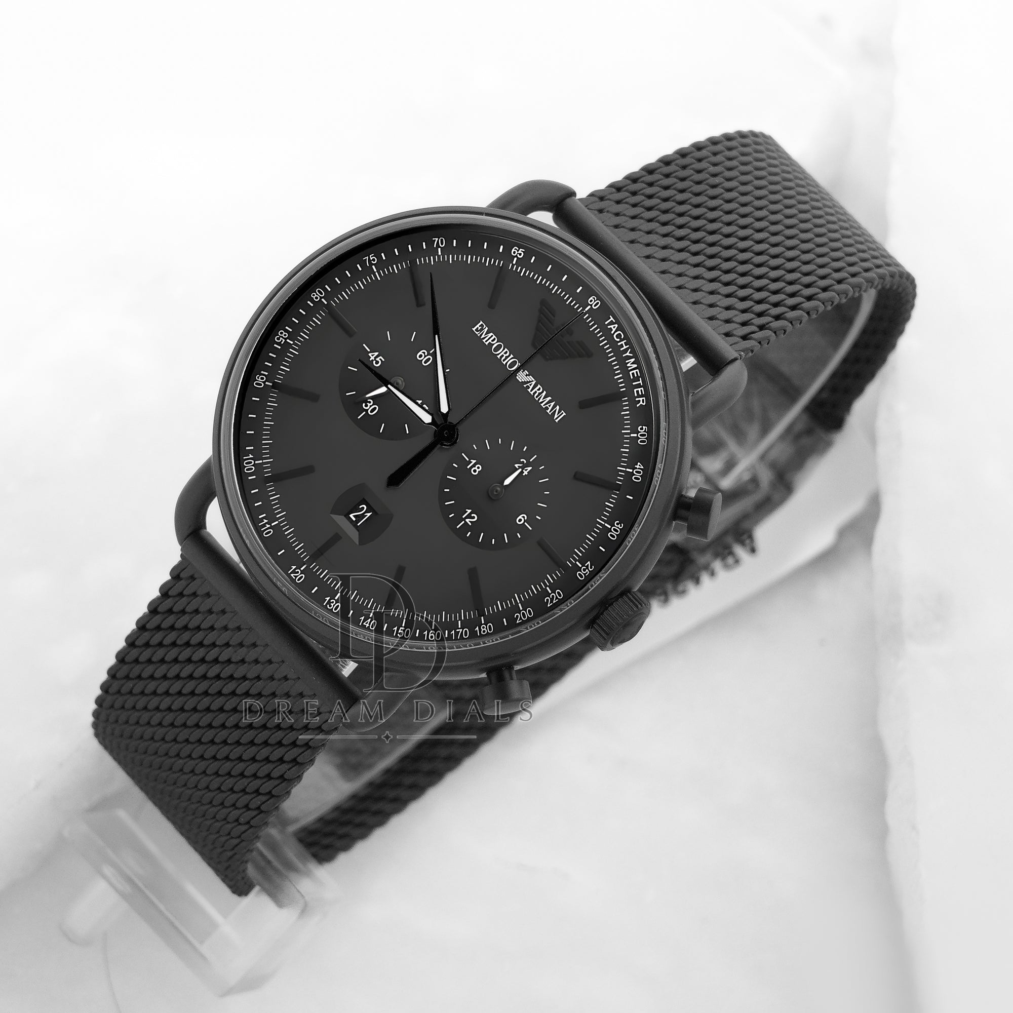 EMPORIO ARMANI Aviator Black Mesh Bracelet Black Dial Chronograph Quartz Watch for Gents - AR11264 Pakistan