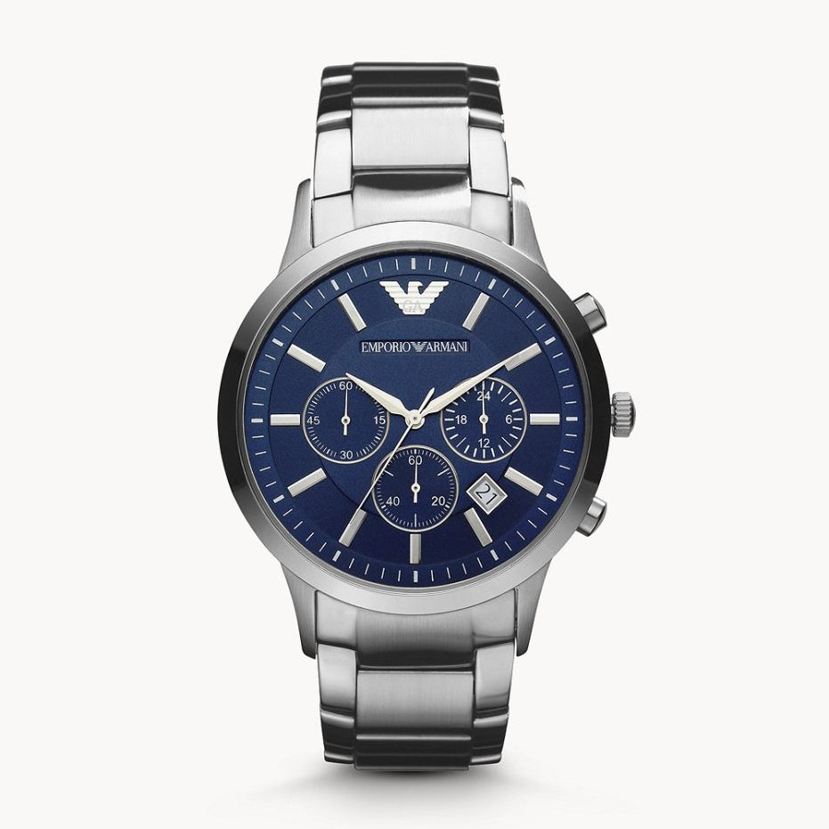Emporio Armani Men’s Chronograph Stainless Steel Blue Dial 41mm Watch AR2448
