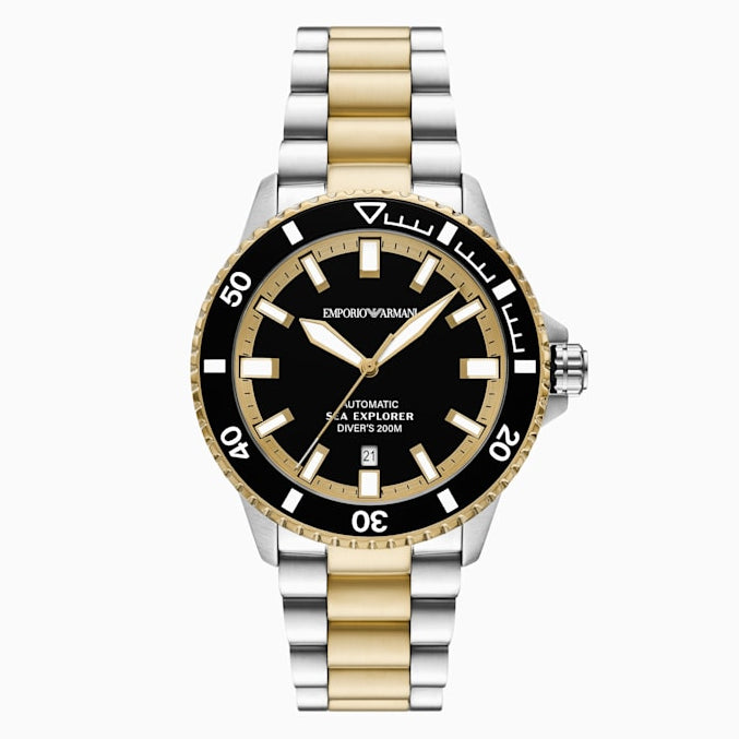 Emporio Armani Men’s Automatic Two-Tone Stainless Steel Black Dial 42mm Watch AR60089