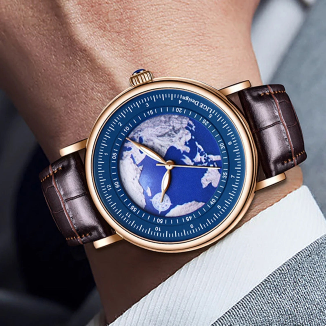 Planet Earth Dial Luxury Watch