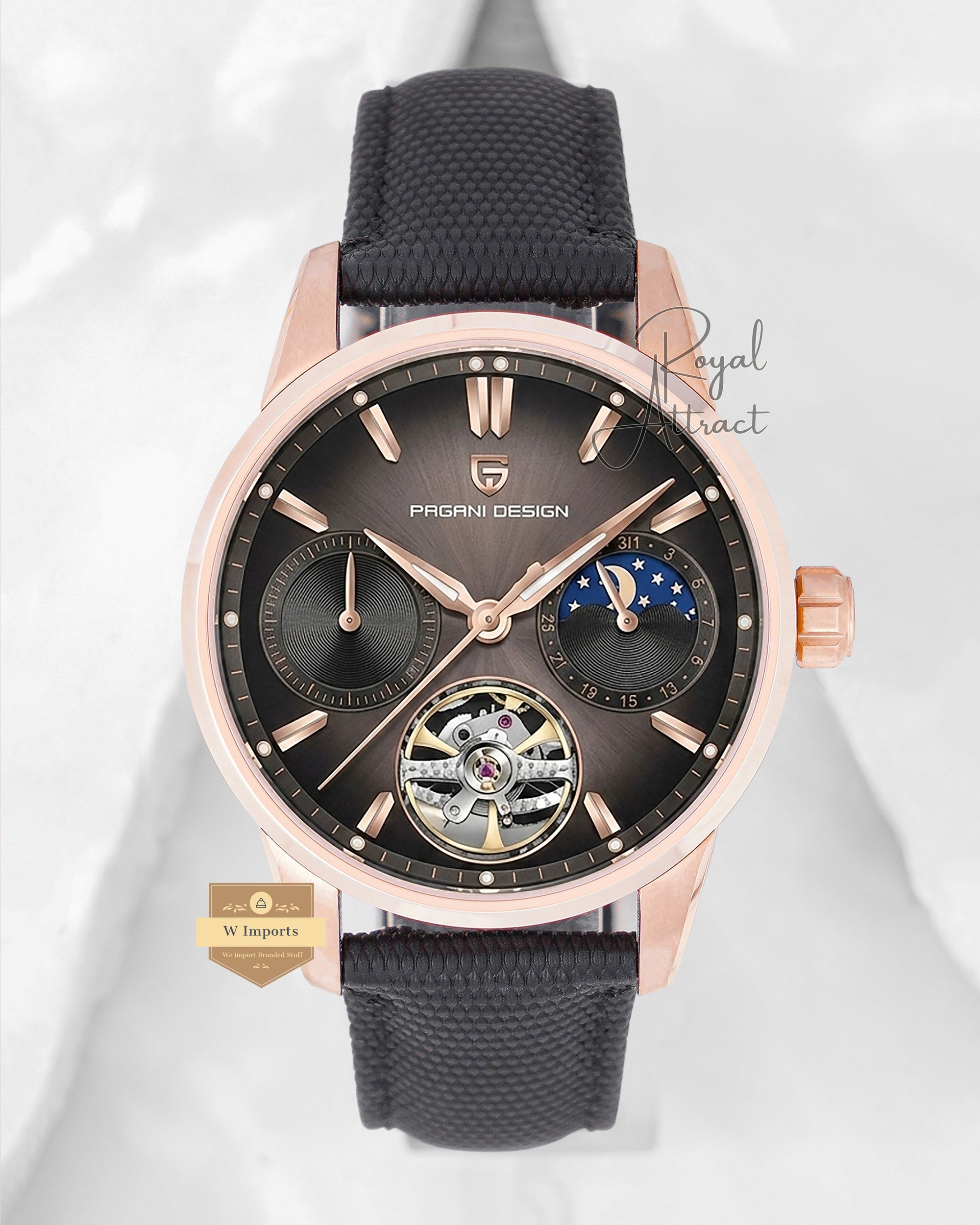Pagani Design Mens Tourbillon Golden With Black Dial Mechanical Watch YS021