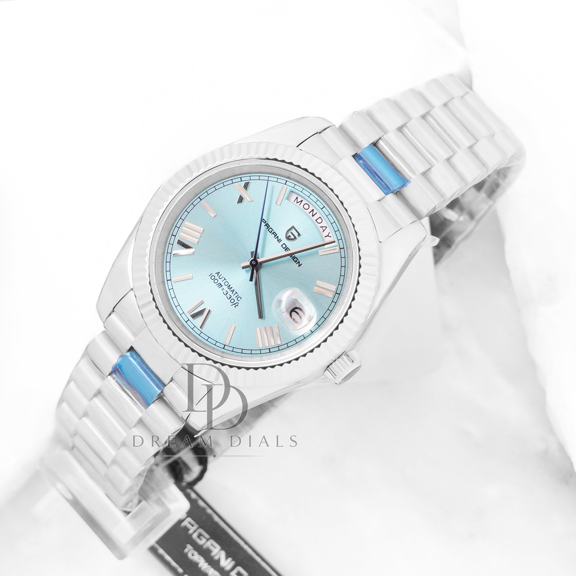Pagani Design Silver Stainless Steel Aqua Blue Dial Automatic Watch For Men PD1752