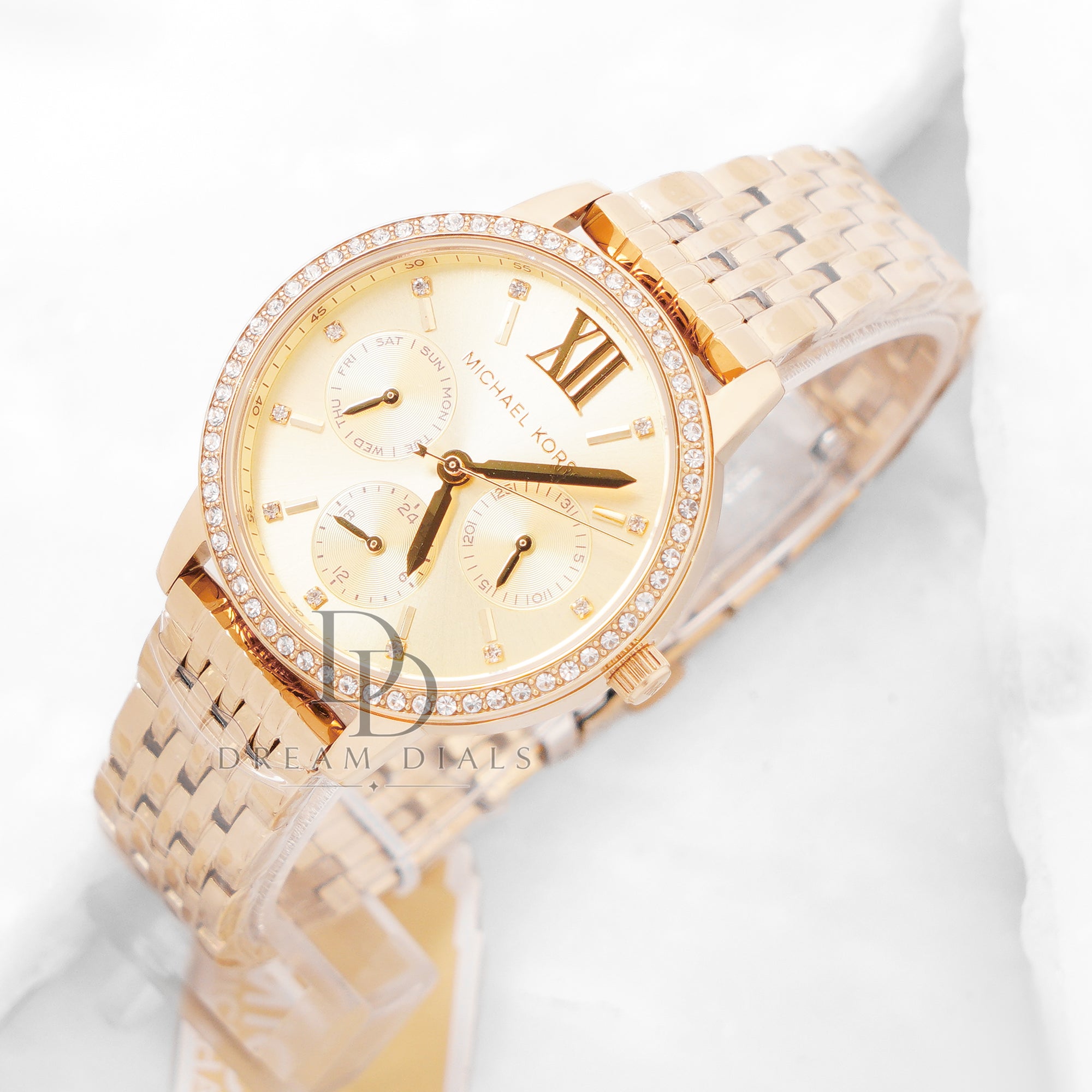 Michael Kors Melissa MKO1080 Chronograph Quartz Gold-Tone Stainless Steel Chain Ladies Watch