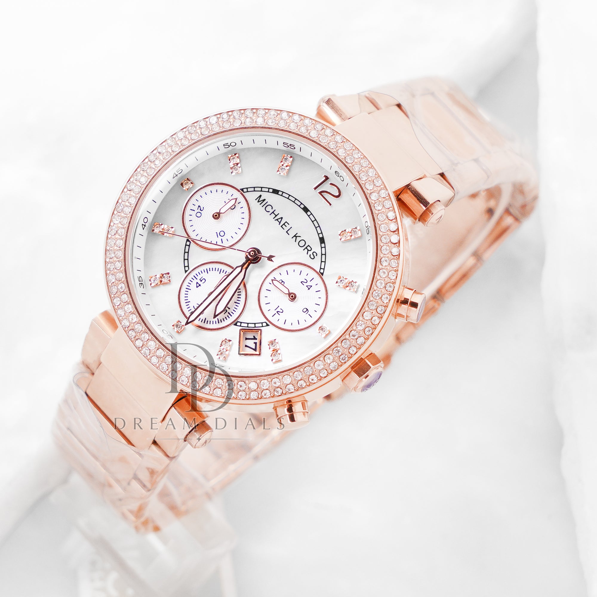 Michael Kors MK5491 Parker Rose Gold  Silver Dial Chronograph Watch for Women- 