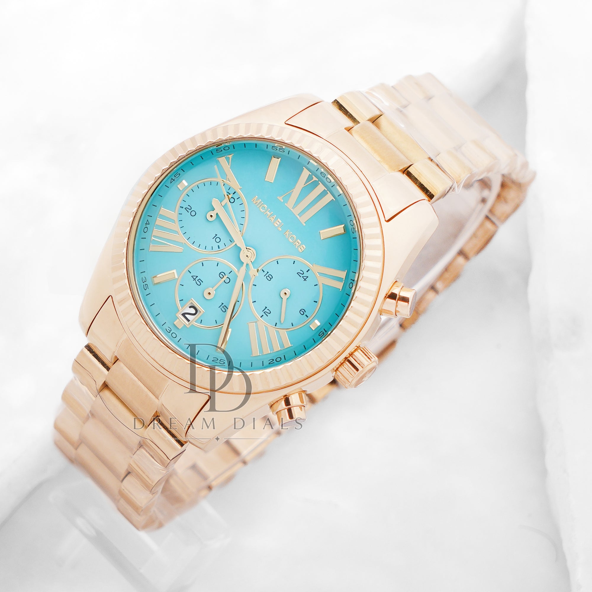 Michael Kors MK7216 Ladies Quartz Gold Stainless Steel Sky Blue Dial 