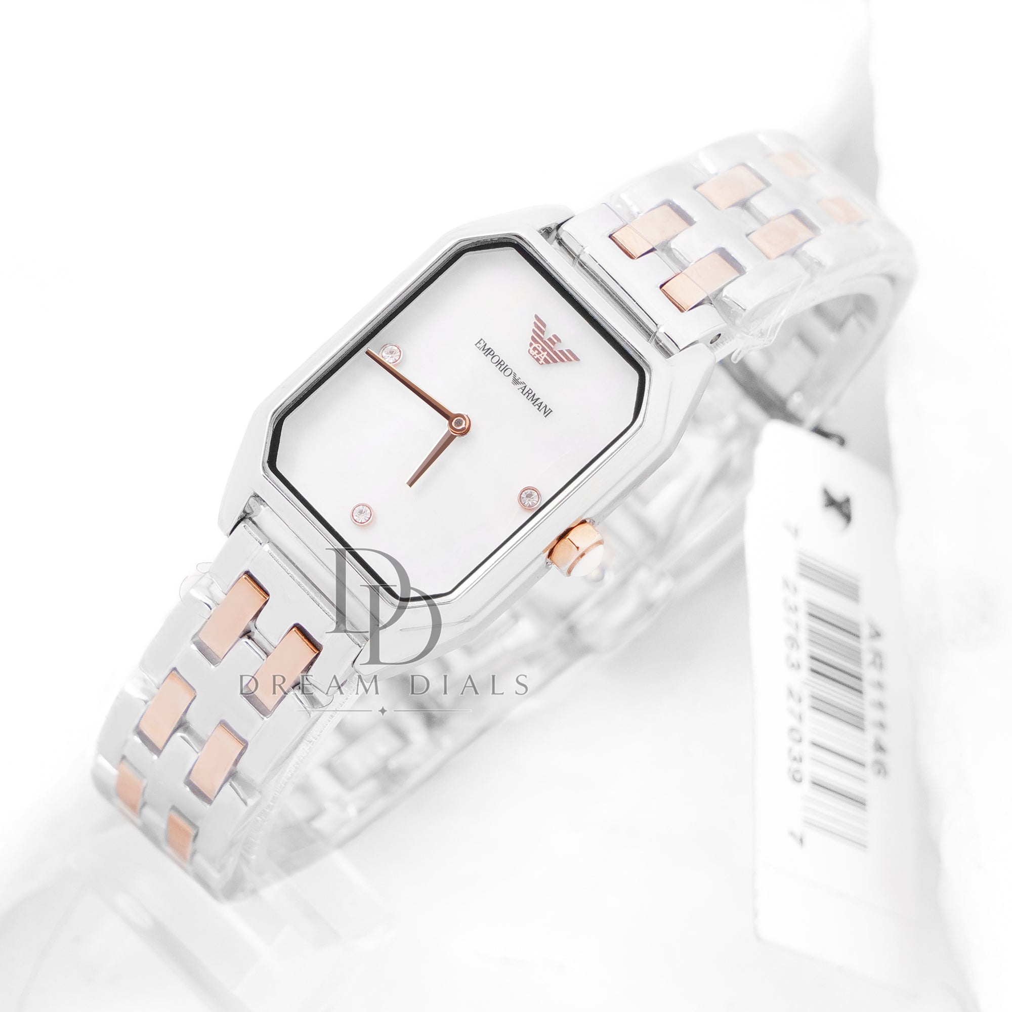 EMPORIO ARMANI Gioia Two-Tone Stainless Steel White Dial Quartz Watch for Ladies - AR11146