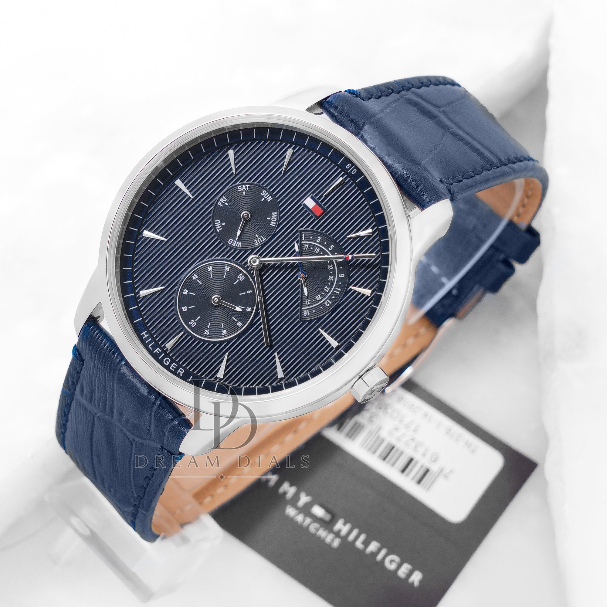Tommy Hilfiger Watch For Blue Dial Blue Leather Strap Watch For Men 1710387