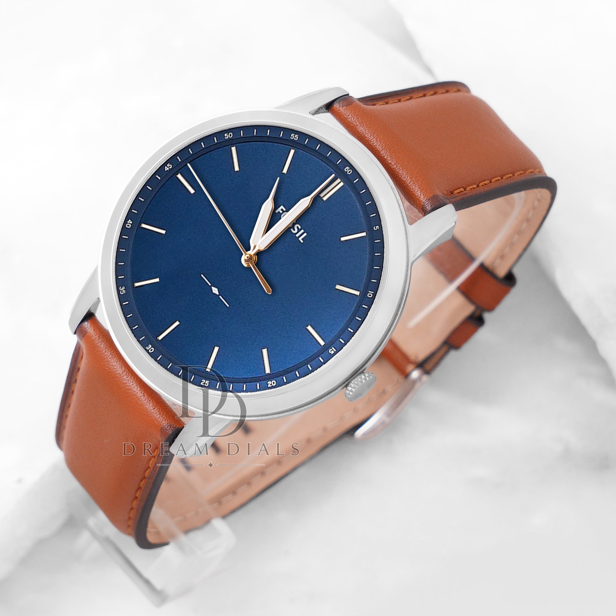 Fossil Men’s Quartz Brown Leather Strap Blue Dial 44mm Watch FS5304