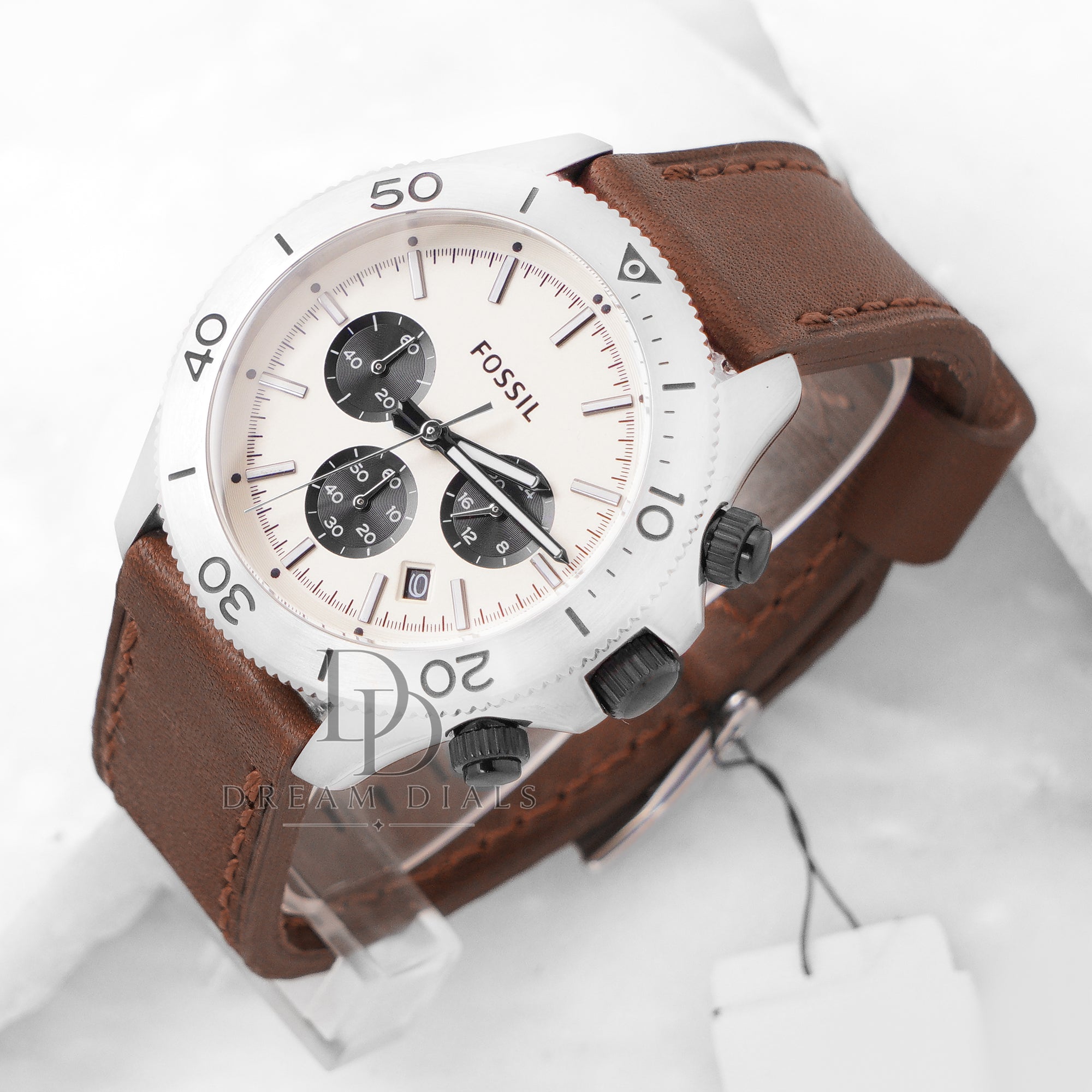 Fossil Men’s Chronograph Brown Leather Strap 45mm Watch CH2886