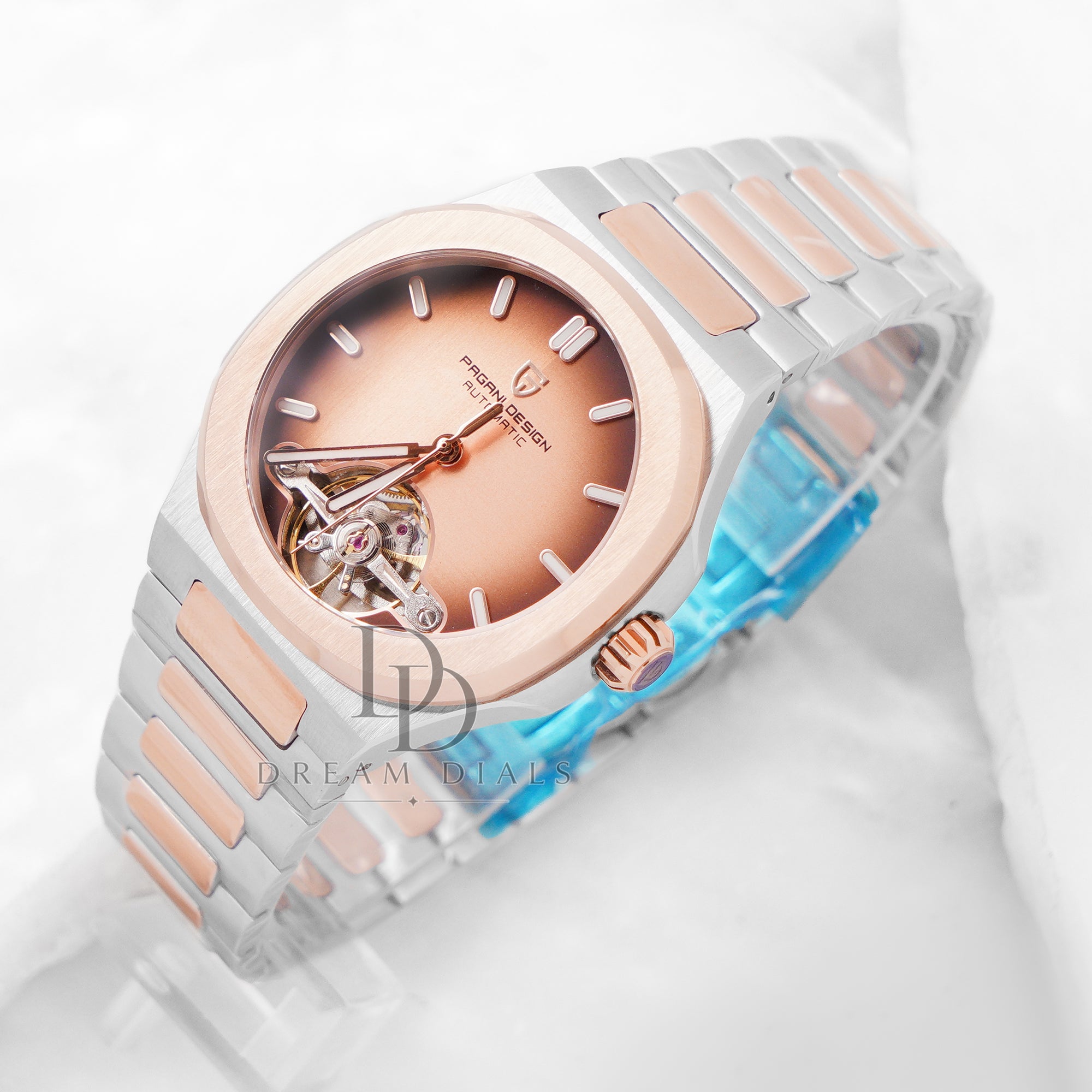 Pagani Design Men's Open Heart Two Tone Rose Mechanical Watch Pd-YS025