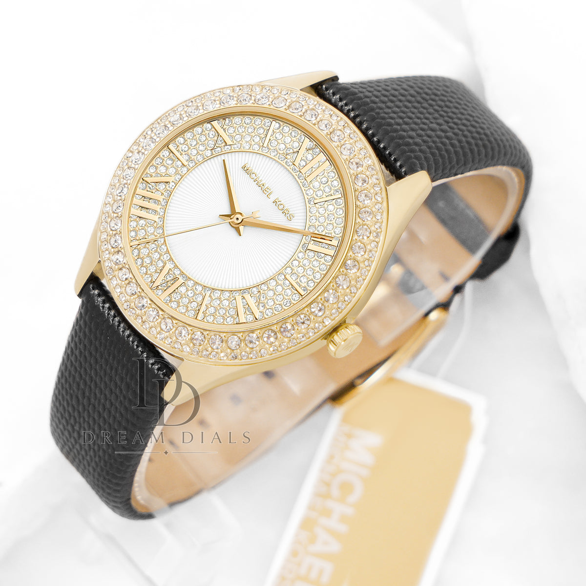 Michael Kors Women’s Quartz Black Leather Strap White Dial 38mm Watch MK2988