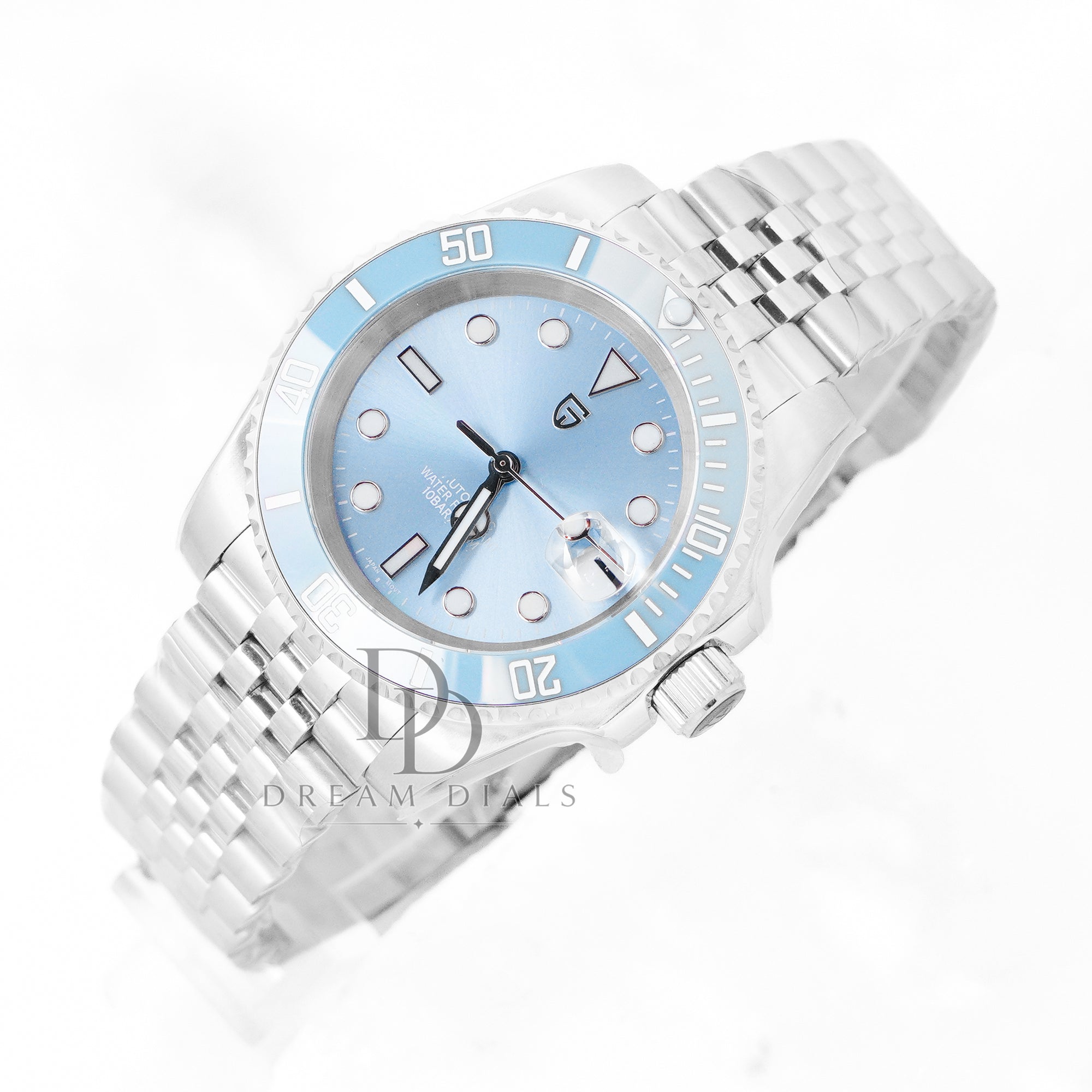 Pagani Design Silver Stainless Steel Aqua Blue Dial Automatic Watch for Gents - PD1661