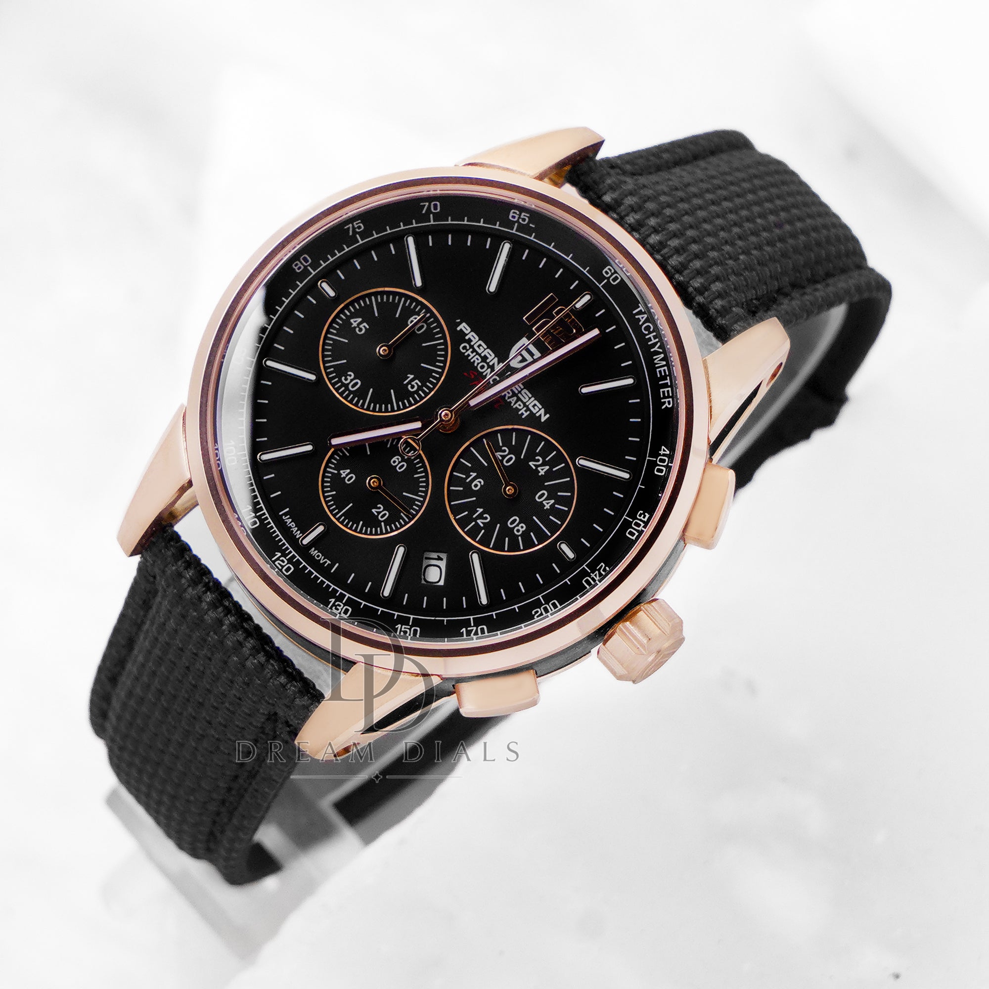 Pagani Design Sports Rose Gold Black Dial Chronograph Men's Watch Ys008