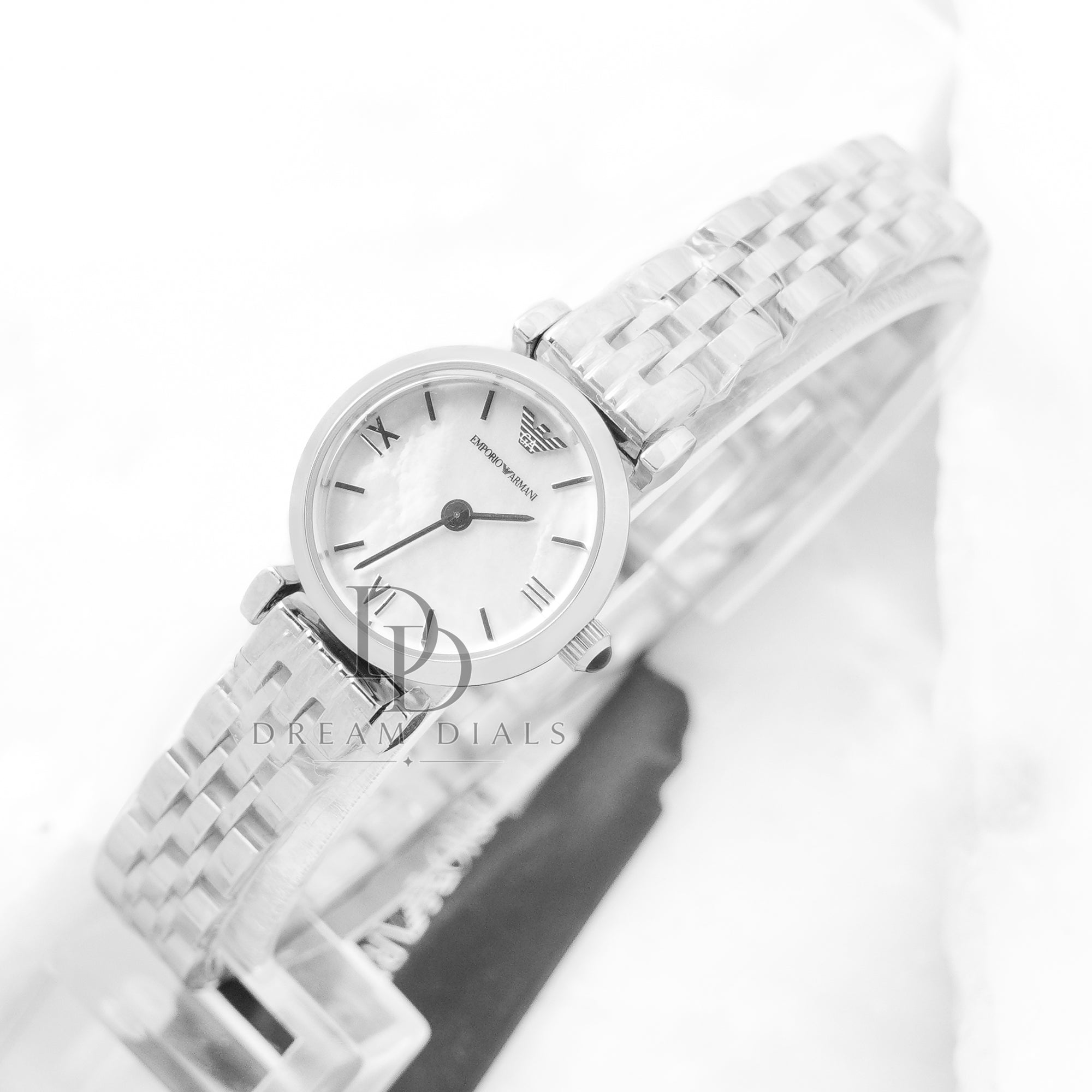 EMPORIO ARMANI Stainless Silver White Dial quartz Watch For Ladies - AR1688