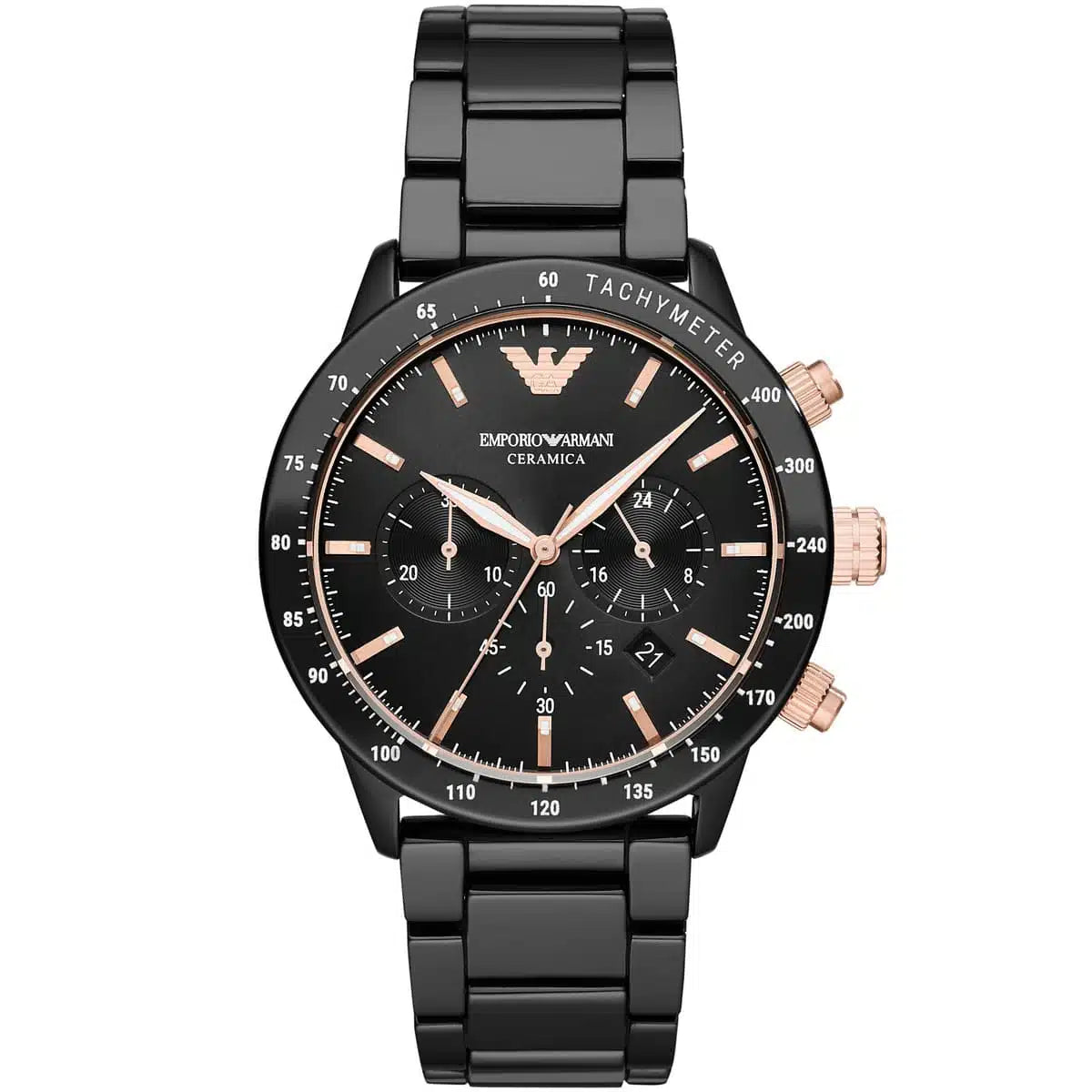 Emporio Armani Men’s Quartz Black Ceramic Black Dial 43mm Watch AR70002