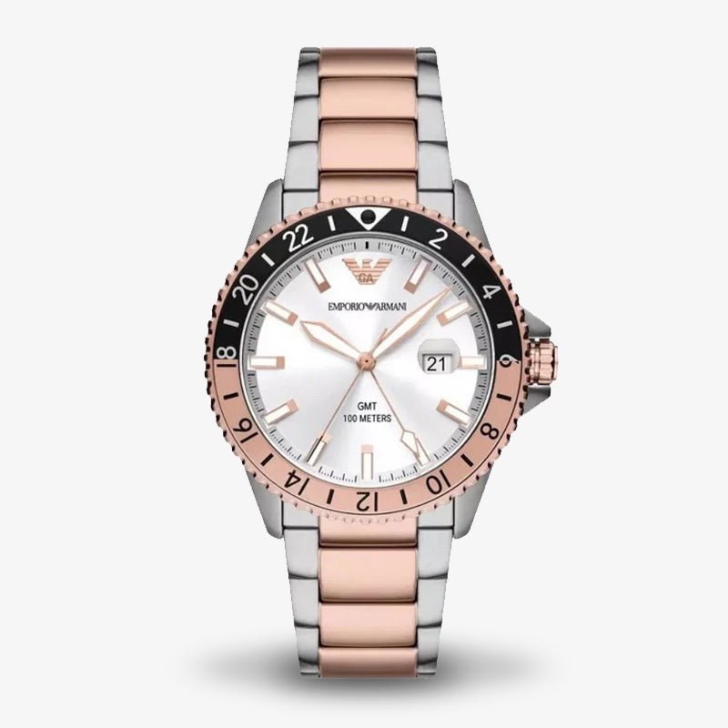 Emporio Armani Men’s Quartz Two-tone Stainless Steel Silver Dial 42mm Watch AR11591 Front
