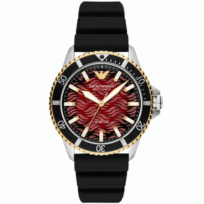 Emporio Armani Sea Explorer AR60070 Sea Explorer Striking Red Open Wave Dial 