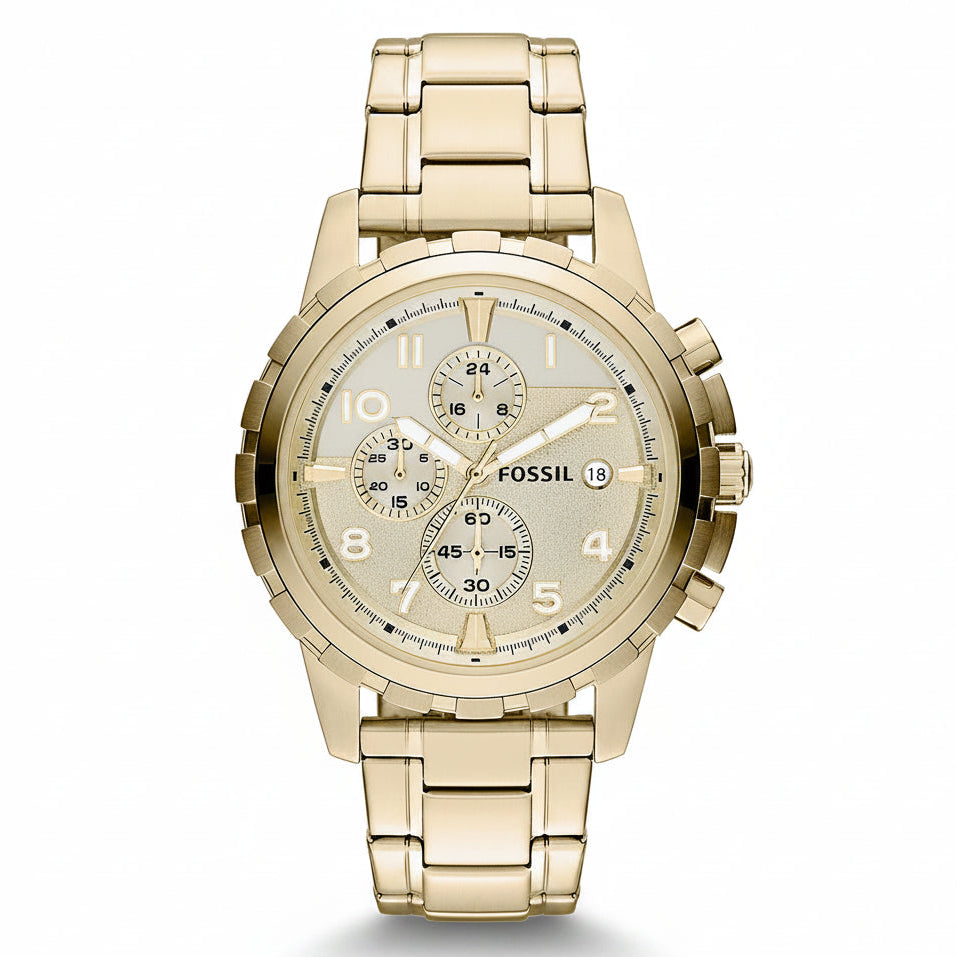 Fossil Men’s Chronograph Quartz Gold Stainless Steel Champagne Dial 45mm Watch FS4867