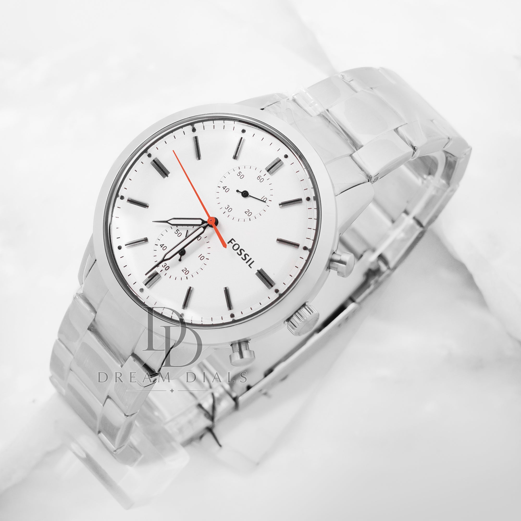 Fossil Men’s Quartz Stainless Steel White Dial 44mm Watch FS5346