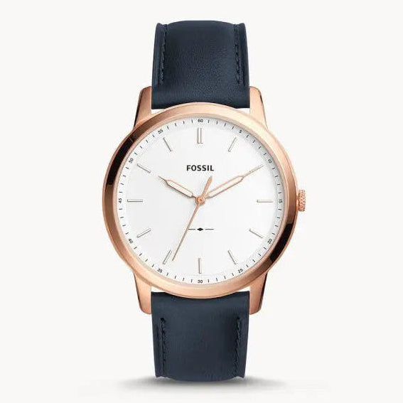 Fossil Men’s Quartz Blue Leather Strap White Dial 44mm Watch FS5371